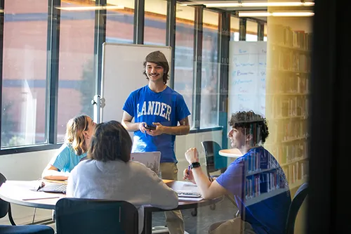 Students in study room of library