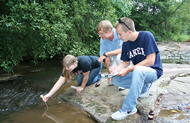 environmental students taking samples