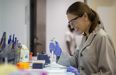student in genetics lab