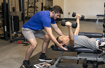 students in fitness center