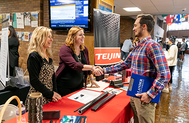 student at career fair