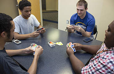 students in Centennial lounge
