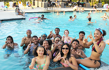 students at orientation