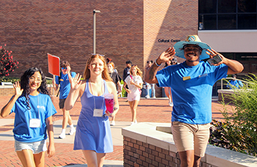 Students walking on Campus for Orientation at Lander University