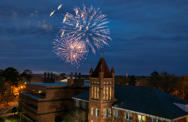 fireworks over lander tower