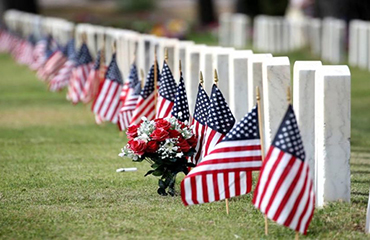 flags and gravestones