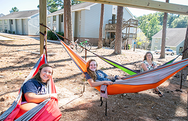 students in hammocks