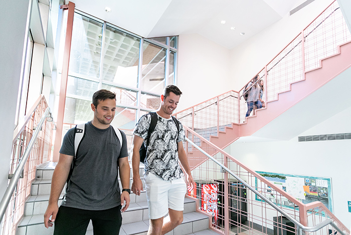 students on stairway