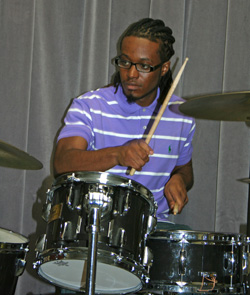 Steven Galloway playing drums