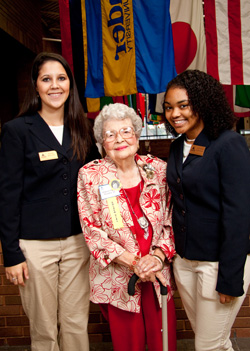 Virginia Rushton with students