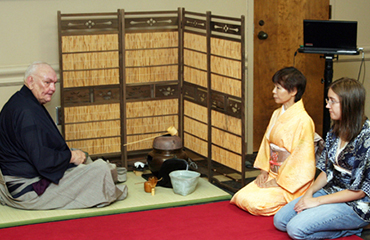 students in a tea ceremony