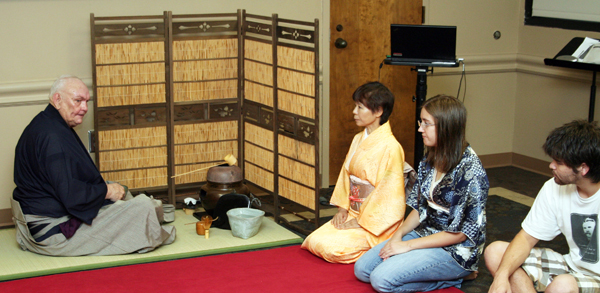 students in tea ceremony