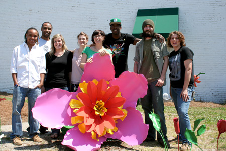 art students with flower