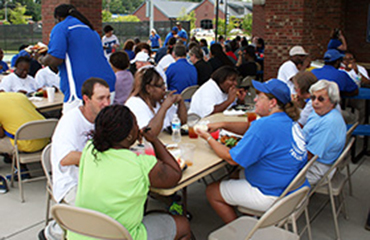 food service employees eating