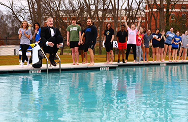 President Cosentino jumps in pool