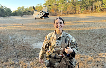 Mykenzie Hart with a helicopter