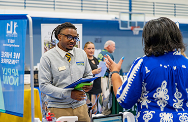 student at career fair