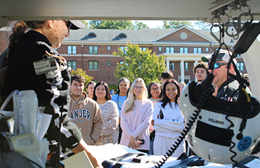 nursing students with helicopter