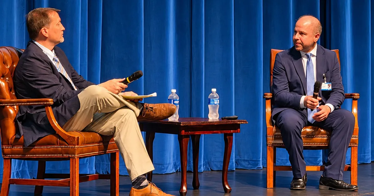 Neurologist Dr. Ryan Hakimi, right, joined Dr. Matthew Logan, president and CEO of Self Regional Healthcare, for a discussion on advances in neurology care at the hospital.